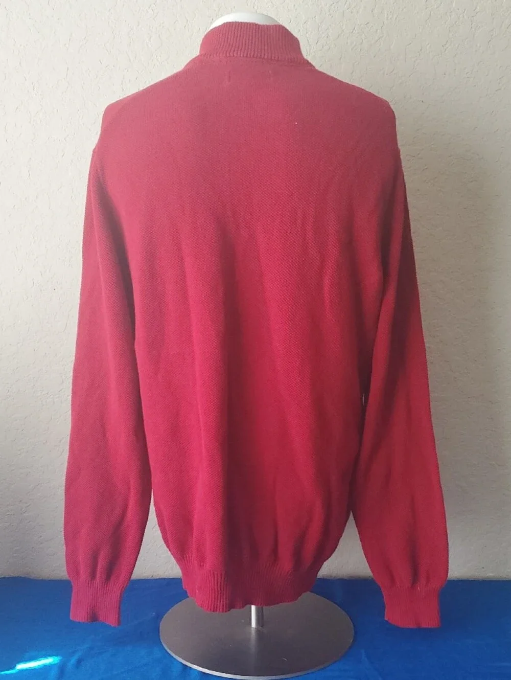 Club Room Men’s XL Red Quarter Zip Textured Cotton Pullover Sweater